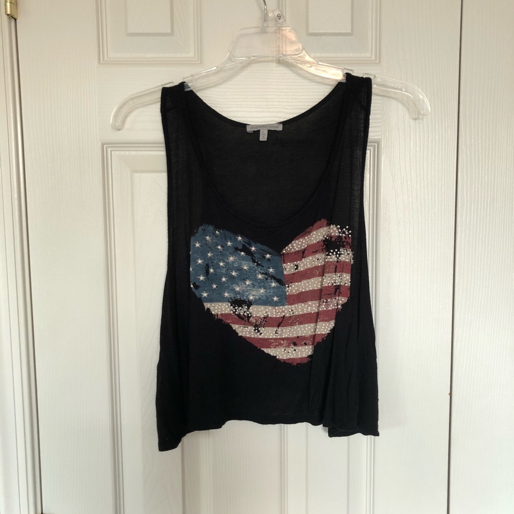 [ 🌞 ] [ CR ] American Flag Heart Crop Top